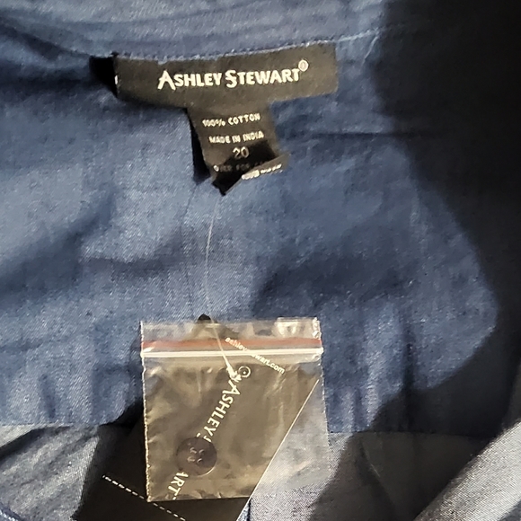 NWT Ashley Stewart hi low denim peplum top - Picture 3 of 4